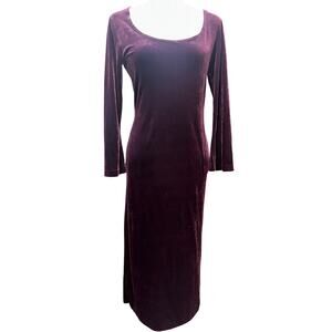 Fine Feathers Velvet Dress Midi Long sleeve Burgundy8 Sexy Stretch Holiday Party